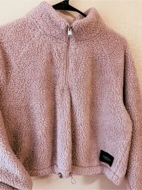 Calvin Klein Dusty Rose Plush Half-Zip Turtleneck Sweater